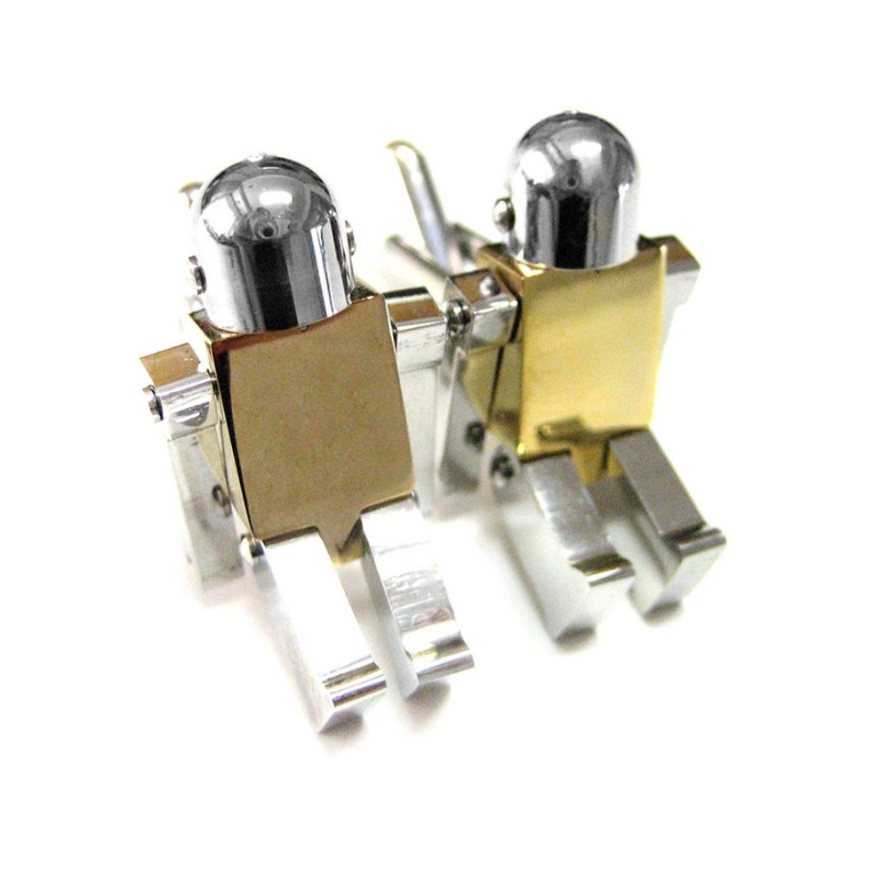 Gold Chrome Robot Cufflinks